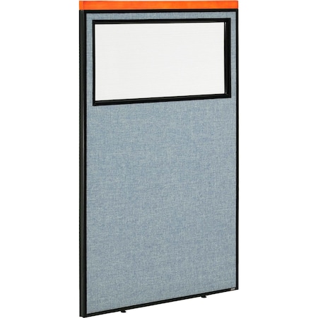 Interion By Global Industrial Interion Deluxe Office Partition Panel with Partial Window, 36-1/4inW x 61-1/2inH, Blue 694667WBL